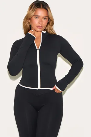 PRETTYLITTLETHING Shape Active Contrast Binding Zip Up Jacket