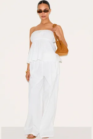 PRETTYLITTLETHING Petite Linen Look Floaty Wide Leg Trousers