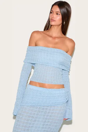PRETTYLITTLETHING Bardot Textured Knit Top