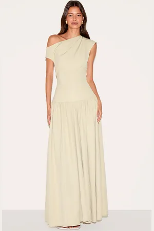 PRETTYLITTLETHING Tailored Asymmetric Gathered Maxi Dress