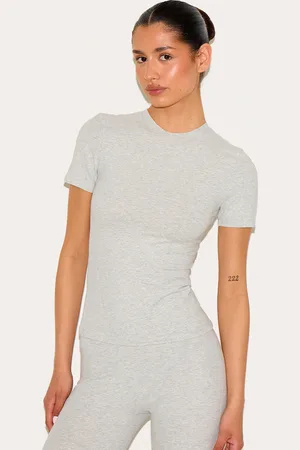 PRETTYLITTLETHING Tall Marl Sculpt Longline Short Sleeve Gym Top