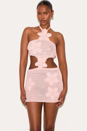 PRETTYLITTLETHING Crochet Applique Flower Cut Out Mini Dress
