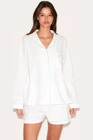 PRETTYLITTLETHING Bride Embroidered Jersey Piping Short Pj Set