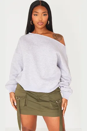 PRETTYLITTLETHING Shape Sweat Raw Edge Slouch Sweatshirt