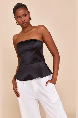 PRETTYLITTLETHING Satin Peplum Corset