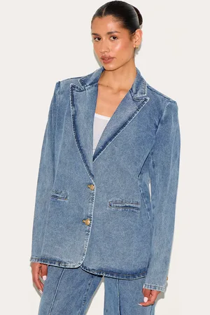PRETTYLITTLETHING Tall Oversized Button Denim Blazer