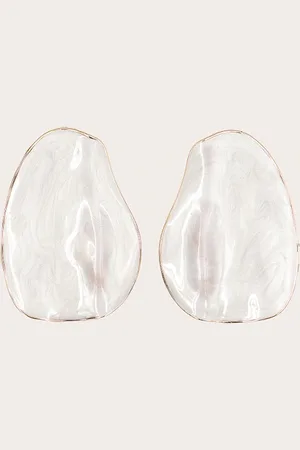 PRETTYLITTLETHING Cream Oversize Wave Abstract Statement Earrings