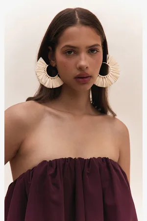 PRETTYLITTLETHING Cream Raffia Tassel Earrings