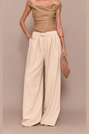 PRETTYLITTLETHING Premium Tailored Pleated Lined Wide Leg Trousers