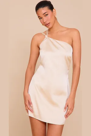 PRETTYLITTLETHING Satin One Shoulder Tie Back Mini Dress