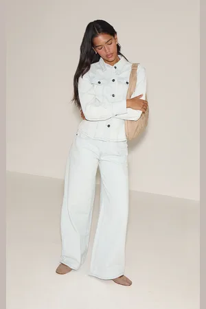 PRETTYLITTLETHING Ice Mid Waist Wide Leg Jeans