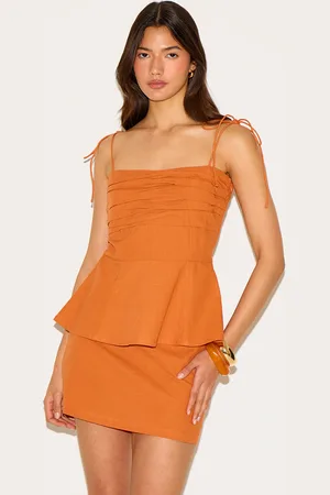 PRETTYLITTLETHING Burnt Mid Rise Mini Skirt