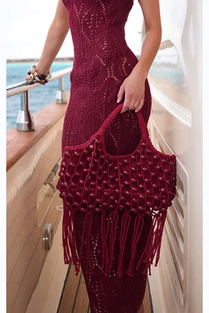 PRETTYLITTLETHING Beaded Macrame Handbag
