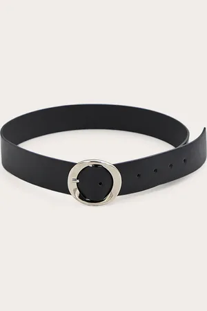 PRETTYLITTLETHING Pu Curved O-ring Silver Buckle Belt