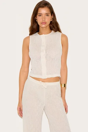 PRETTYLITTLETHING Cream Textured Button Up Waistcoat