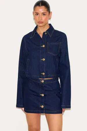 PRETTYLITTLETHING Tall Button Trim Denim Mini Skirt