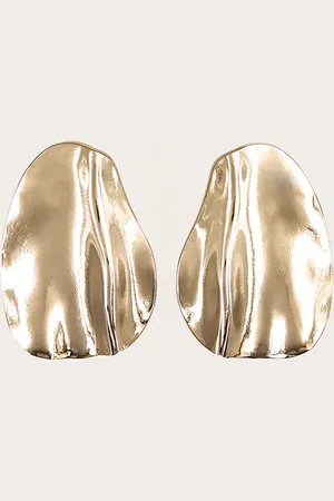 PRETTYLITTLETHING Gold Oversized Wave Abstract Statement Earrings