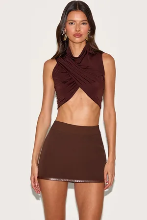 PRETTYLITTLETHING Double Layer Slinky Ruched Ultra Crop Top