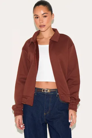 PRETTYLITTLETHING Zip Through Collared Sweatshirt