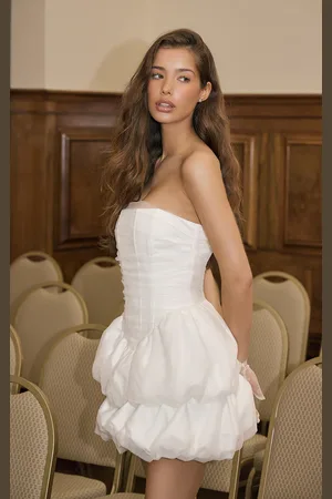 PRETTYLITTLETHING Premium Tulle Layered Corset Puffball Hem Bodycon Dress