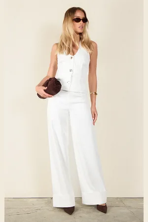PRETTYLITTLETHING Cream Textured Woven Wide Leg Trouser