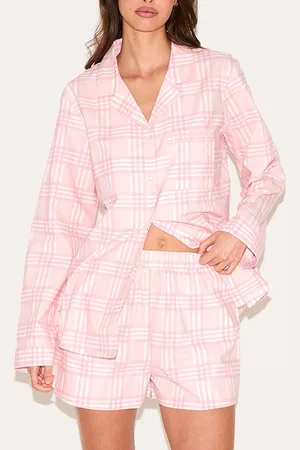 PRETTYLITTLETHING Embroidered Check Short Pj Set