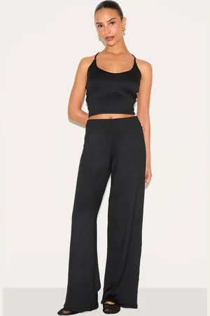 PRETTYLITTLETHING Petite Elasticated Waistband Wide Leg Trousers