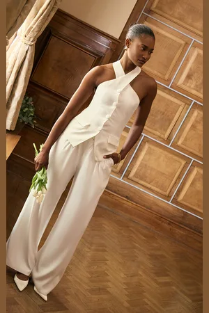 PRETTYLITTLETHING Premium Tailored Pleated Lined Wide Leg Trousers