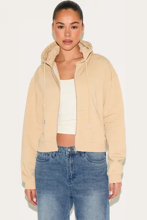 PRETTYLITTLETHING Stone Washed Embroidered Zip Up Hoodie