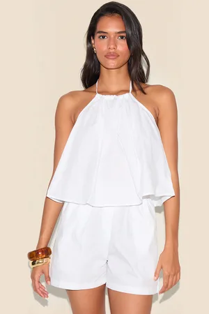 PRETTYLITTLETHING Poplin Low Back Halterneck Top