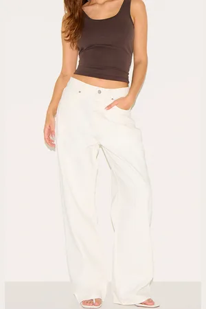 PRETTYLITTLETHING Mid Rise Wide Leg Jeans