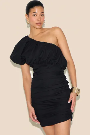 PRETTYLITTLETHING Linen-Blend One Shoulder Bodycon Dress
