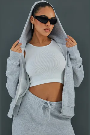 PRETTYLITTLETHING Oversized Hooded Zip Up Sweat Hoodie