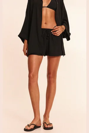 PRETTYLITTLETHING Linen Look Drawstring Beach Shorts