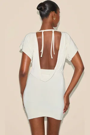 PRETTYLITTLETHING Double Layered Slinky Ruched Short Sleeve Mini Dress