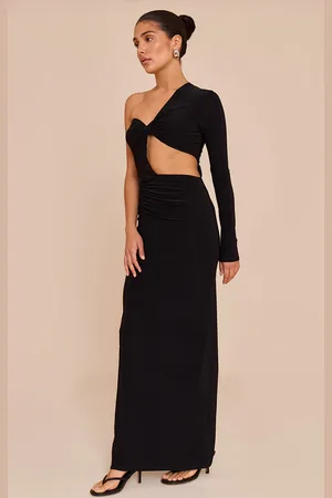 PRETTYLITTLETHING Petite One Shoulder Cut Out Ruched Maxi Dress
