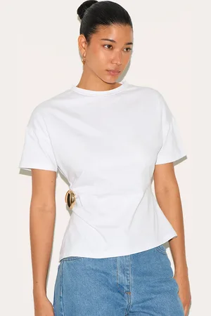 PRETTYLITTLETHING Trim Detail Asymmetric Hem T Shirt