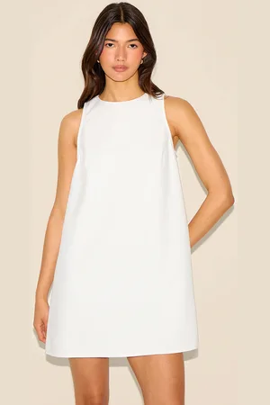 PRETTYLITTLETHING Linen-Blend Tie Back Sleeveless Shift Dress