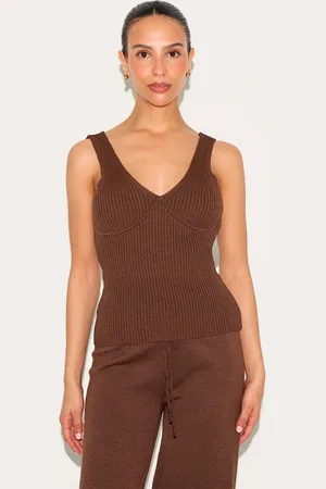 PRETTYLITTLETHING Petite Knitted Ribbed Longline Tank Top