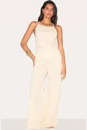 PRETTYLITTLETHING Textured Drawstring Wide Leg Trousers