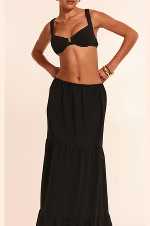 PRETTYLITTLETHING Linen Look Tiered Maxi Beach Skirt