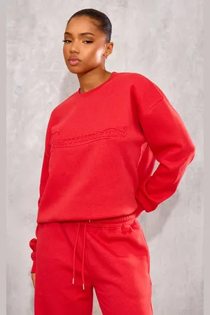 PRETTYLITTLETHING Embossed Graphic Oversized Sweatshirt