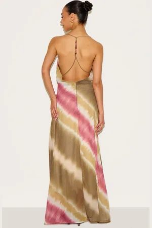PRETTYLITTLETHING Petite Strappy Bead Detail Flowy Maxi Dress