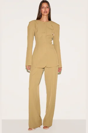PRETTYLITTLETHING Tailored Wide Leg Split Hem Trousers