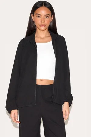 PRETTYLITTLETHING Petite Oversized Interlock Zip Through Sweatshirt