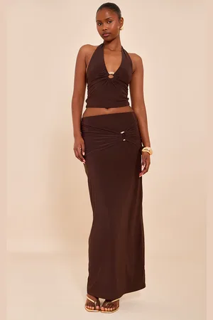 PRETTYLITTLETHING Ruched Detail Flowy Maxi Skirt