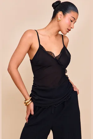 PRETTYLITTLETHING Chiffon Wrap Detail Lace Trim Cami