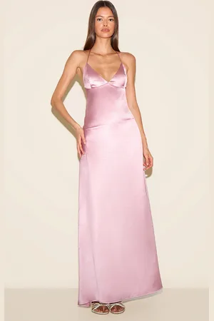 PRETTYLITTLETHING Satin Low Back Maxi Slip Dress