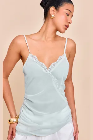 PRETTYLITTLETHING Chiffon Wrap Detail Lace Trim Cami