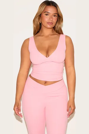 PRETTYLITTLETHING Shape Candy Sculpt Active Wrap V Neck Long Line Top